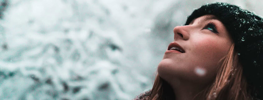 Winter Schnee Mensch Frau Atem Freude