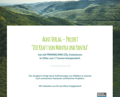 CO2-Zertifikat Buch Kraft von Mantra und Yantra - Primaklima