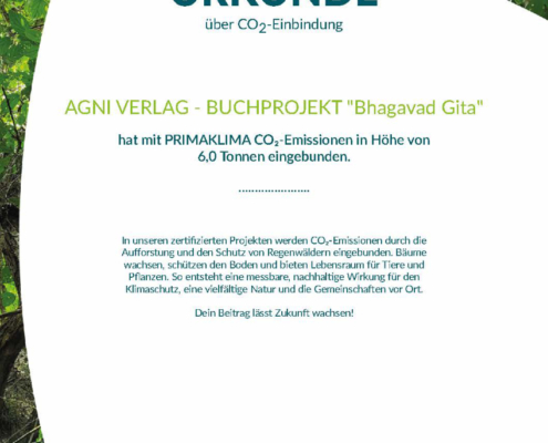 Agni Verlag - Buchprojekt 2026 - Bhagavad Gita - CO2urkunde