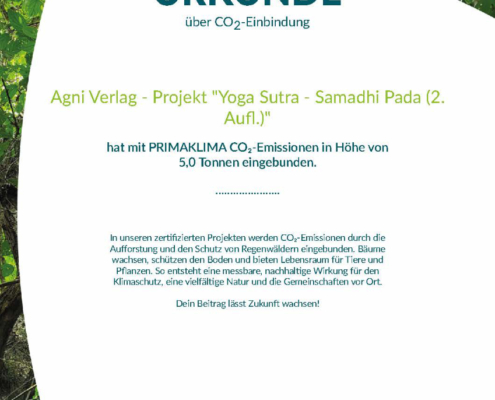 Agni Verlag - Buchprojekt 2026 - Yoga Sutra Samadhi Pada 2. Aufl. - CO2urkunde